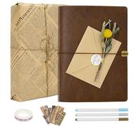 Vienrose Photo Album Scrapbook Kit, DIY Memory Book, 3 Ring Binder with Faux Leather Cover 30 Sheets 60 Pages Kraft Paper, Vintage Scrapbooking Supplies Set for Wedding, Anniversary, Family (Brown)