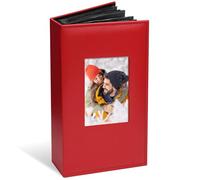 Vienrose Photo Album Slip in 6x4 300 Photos, Leather Cover with Display Window, Extra Large Capacity for Wedding Photos, Family Memories, Baby, Anniversary & Vacation Keepsakes，Red