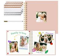 Vienrose Scrapbook Photo Album 20.5x20.5 cm, Silk Fabric Cover with 20 Sheets 40 White Pages, DIY Memory Book Corner Stickers and Pen for Wedding, Baby Shower, Travel, Valentine's Day (Pink)