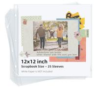 Vienrose Scrapbook Refill Pages 12x12, 25 Pack Heavyweight Clear Page Protectors for 3 Ring Binders, Top Loading Plastic Sleeves for Scrapbook Albums & Photo Storage (No Paper Inserts, Acid Free)