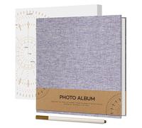 Vienrose Self Adhesive Photo Album for 4 x 6 Picture, Linen Cover Scrapbook Album 40 White Pages DIY Photo Book with a Ballpoint Pen for Wedding, Birthday, 17x18 cm, Purple