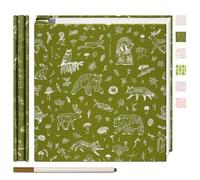 Vienrose Self Adhesive Photo Album for 6x4 Pictures, 28 x 27.3 cm Scrapbook with 20 Sheets (40 Pages), Animal Sketches Cover, Memory Book for Travel, Wedding, Baby, Family