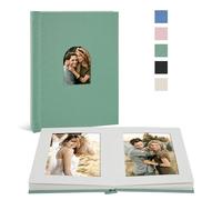 Vienrose Small Photo Album 6 x 4 for 30 Pictures, Linen Cover Premium Photo Book with Memo Space, Ideal for Wedding Albums, Memory Books, and Travel Journals, Aqua