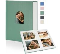 Vienrose Small Photo Album 6 x 4 for 60 Pictures, Linen Cover Premium Photo Book with Memo Space, Ideal for Wedding Albums, Memory Books, and Travel Journals, Aqua