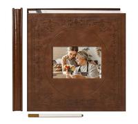 Vienrose Vintage Self Adhesive Photo Album, 30 Sheets, Reddish Brown | Magnetic Sticky Pages, Vintage Floral Cover Design, Diy Scrapbook Journal, Wedding Baby Memory Keepsake, Acid Free
