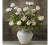 VIERENA 6 Pcs Faux Silk Peony Artificial Flowers for Vase -27", Bulk Fake Peonies Branches with Stems for DIY Bouquet Centerpieces Wedding Fillers Arrangements Shower Decorations (Cream)