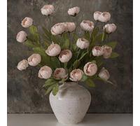 VIERENA 6 Pcs Faux Silk Peony Artificial Flowers for Vase -27", Bulk Fake Peonies Branches with Stems for DIY Bouquet Centerpieces Wedding Fillers Arrangements Shower Decorations (Beige)