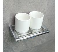 Viero Double Cup Holder Stainless Steel Chrome Porcelain Cup Holder Wall Mounted