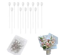Vierone 100Pcs White Florist Pins, 5.4cm Buttonhole Pins, Plastic & Stainless Steel Material, Classic & Elegant Style, Sharp Pin for Sewing, DIY & Decorations