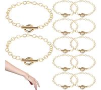 Vierone 12 Pcs Gold Plated Zinc Alloy Bracelet Chains with OT Toggle Clasp for Jewellery Making DIY Charm Bracelet
