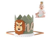 Vierone 1st Birthday Hat - Green Lion Wild One Hat - Birthday Decorations - Jungle Animal Theme - One Size - Unisex - Babies