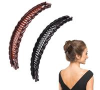 Vierone 2 Pack Black and Brown Banana Hair Clips for Ponytail - Banana Clips for Thin and Thick Hair - Long Wavy Hair Accessories