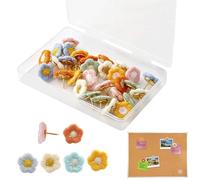 Vierone 30Pcs Coloured Flower Push Pins, Embroidery Cork Board Pins, Decorative Drawing Pins for Home Office Map
