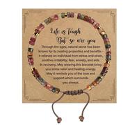 Vierone Anxiety Bracelet 1 Pcs Natural Stone Bracelet Get Well Soon Gifts for Women Life Is Tough But So Are You Beaded Bracelets Friendship Bracelets for Girls Women
