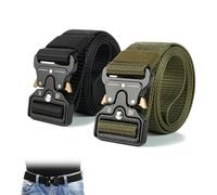 Vierone Men's 2-Pack Tactical Belt, Nylon, Black & Green, 125 * 3.8cm, Adjustable, Quick Release, Work, Outdoor, Survival