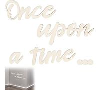 Vierone Once Upon a Time Wooden Reading Corner Decor Signage Wall Hangings Multiple Sizes: Once (7.9in*3.1in), Upon (8.5in*3.4in), A (2.4in*1.9in), Time (7.1in*2.8in) Fairy Tale Style Bookshelf Decor