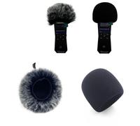 VIERYCIY Pop Filter Dead Cat Fit For Zoom H1essential Handy Portalble Recorder Furry Windscreen&Foam Microphone Windshield Sponge Cover (Black and White With Foam)