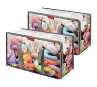 Vieshful 2 Pack Clear Clothes Storage Bag, 60L Zippered Closet Organizer, Plastic Storage Containers Moving bags for Comforter, Blanket, Bedding, Duvet, Toys