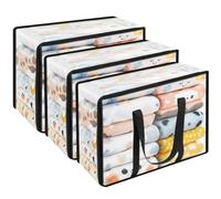 Vieshful 3 Pack Clear Storage Bags 40L Clothes Storage Bags with Zips Underbed Storage for Clothes, Duvet, Blankets, Toys Plastic Moving Bags Black