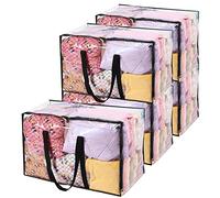 Vieshful 5 Pack Clear Comforter Storage Bag, 110L Clothes Storage Bag with Zipper Closet Organizer, Plastic Storage Containers Moving bags for Comforter, Blanket, Bedding, Duvet, Toys