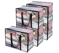 Vieshful 5 Pack Clear Comforter Storage Bag, 40L Clothes Storage Bag with Zipper Closet Organizer, Plastic Storage Containers Moving bags for Comforter, Blanket, Bedding, Duvet, Toys