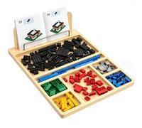 viespe Building Baseplate Table Tray for Lego with Instruction Holder | Lego Building Tray, 7-Compartment Multi-Functional Sensory Play Table For Puzzles Games And DIY Projects