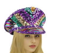 VIESSLG Mardi Gras Sequin Captain Hat Festival Party Hat Rhinestone Hat Carnival Costume Hat Burning Man Hat (Color : C6, Size : M)