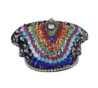 VIESSLG Multicolor Buning Man Sequin Burning Military Captain Sergeant Hat Rhinestone Festival Party Hat (Color : Multicolor, Size : L)