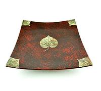 viethuy03 Handmade Lacquer Wooden Plate, Curving Square Shape, Decorative And Serving Plate, Small Size, Red, H049S
