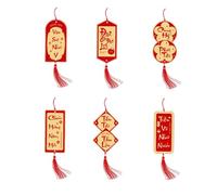 Vietnam Bonsai Pendant, Vietnamese New Year Knot - Tree Pendant Decoration Set of 6 - 2025 Good Luck Bonsai Pendants, Decorative Good Luck Ornaments with Rope for New Year Home Tree