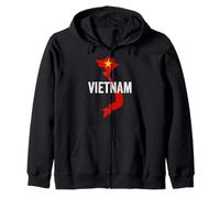 Vietnam Flag and Map - Vintage Vietnamese Roots Zip Hoodie