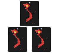 Vietnam Flag Map 3 PCS Car Air Freshener Hanging Aromatherapy Tablets Automotive Ornament for Auto Room Bathroom Bedside Square