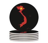 Vietnam Flag Map Ceramic Coasters for Cup with Cork Base Round Anti-Slip Drink Mats Home Kitchen Decor