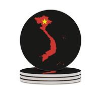 Vietnam Flag Map Ceramic Coasters for Cup with Cork Base Round Anti-Slip Drink Mats Home Kitchen Decor