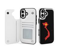 Vietnam Flag Map Mobile Phone Flip Cases Compatible with iPhone 16/16 Plus/16 Pro/16 Pro Max/16 E/16 SE4 Anti-Scratch Covers