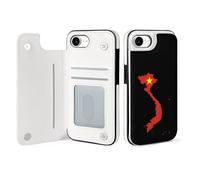 Vietnam Flag Map Mobile Phone Flip Cases Compatible with iPhone 16/16 Plus/16 Pro/16 Pro Max/16 E/16 SE4 Anti-Scratch Covers