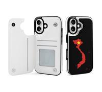 Vietnam Flag Map Mobile Phone Flip Cases Compatible with iPhone 16/16 Plus/16 Pro/16 Pro Max/16 E/16 SE4 Anti-Scratch Covers