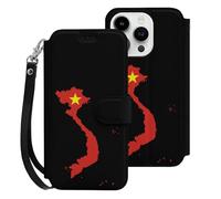 Vietnam Flag Map Mobile Phone Front Flip Cases Compatible with iPhone 15/15 Plus/15 Pro/15 Pro Max Anti-Scratch Covers