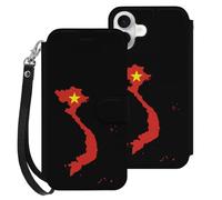 Vietnam Flag Map Mobile Phone Front Flip Cases Compatible with iPhone 16/16 Plus/16 Pro/16 Pro Max/16 E Anti-Scratch Covers