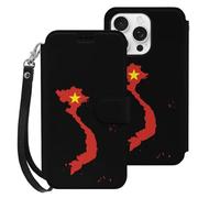 Vietnam Flag Map Mobile Phone Front Flip Cases Compatible with iPhone 16/16 Plus/16 Pro/16 Pro Max/16 E Anti-Scratch Covers