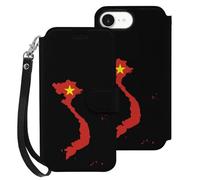Vietnam Flag Map Mobile Phone Front Flip Cases Compatible with iPhone 16/16 Plus/16 Pro/16 Pro Max/16 E Anti-Scratch Covers