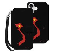 Vietnam Flag Map Mobile Phone Front Flip Cases Compatible with iPhone 16/16 Plus/16 Pro/16 Pro Max/16 E Anti-Scratch Covers