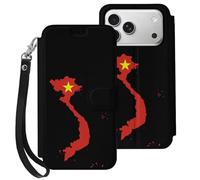 Vietnam Flag Map Mobile Phone Front Flip Cases Compatible with iPhone 17/17 Air/17 Pro/17 Pro Max Anti-Scratch Covers