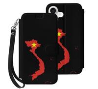 Vietnam Flag Map Mobile Phone Front Flip Cases Compatible with iPhone 17/17 Air/17 Pro/17 Pro Max Anti-Scratch Covers