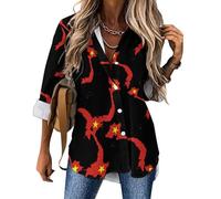 Vietnam Flag Map Women's Button-Down Shirts Long Sleeve Irregular Hem Blouses V-Neck T-Shirts Tops