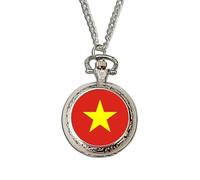 Vietnam Flag Pocket Watch | Quartz National Flag Watch | Handcrafted Patriotic Gift | Vintage-Style Timepiece | Gift for Proud Vietnamese & Collectors
