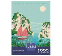 Vietnam Ha Long Bay Print Jigsaw Puzzle 1000 Pieces, Historic Square Architecture, Thick Cardboard Pieces, Birthday Gift for Home Décor Fans, Paper Board, 52x38cm/1000pcs