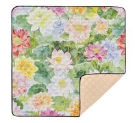 Vietnam Lotuses Flower Beauty Summer Flowers Cute Foldable Baby Gym & Activity Mat for Indoor Outdoor Water Resistant Padded Baby Mat for Baby Toddler Infant, 50'' x 50''