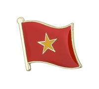 Vietnam National Flag Metal Enamel Lapel Pin Badge - 1.9 x 1.6 cm Red and Yellow Star Badge - Hard Enamel Finish with Secure Clasp for National Pride, Travel, Cultural Events, and Collectors