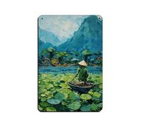 Vietnam River Mountain Landscape Vertical Retro Poster Metal Tin Sign Chic Art Retro Iron Painting Bar People Cave Cafe Family Garage Poster Wall Decoration 8x12inch(20x30cm)